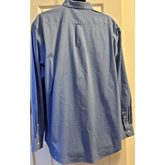Izod XL Causal Light / Dark Blue Button Up Long Sleeve Shirt - Picture 5 of 8